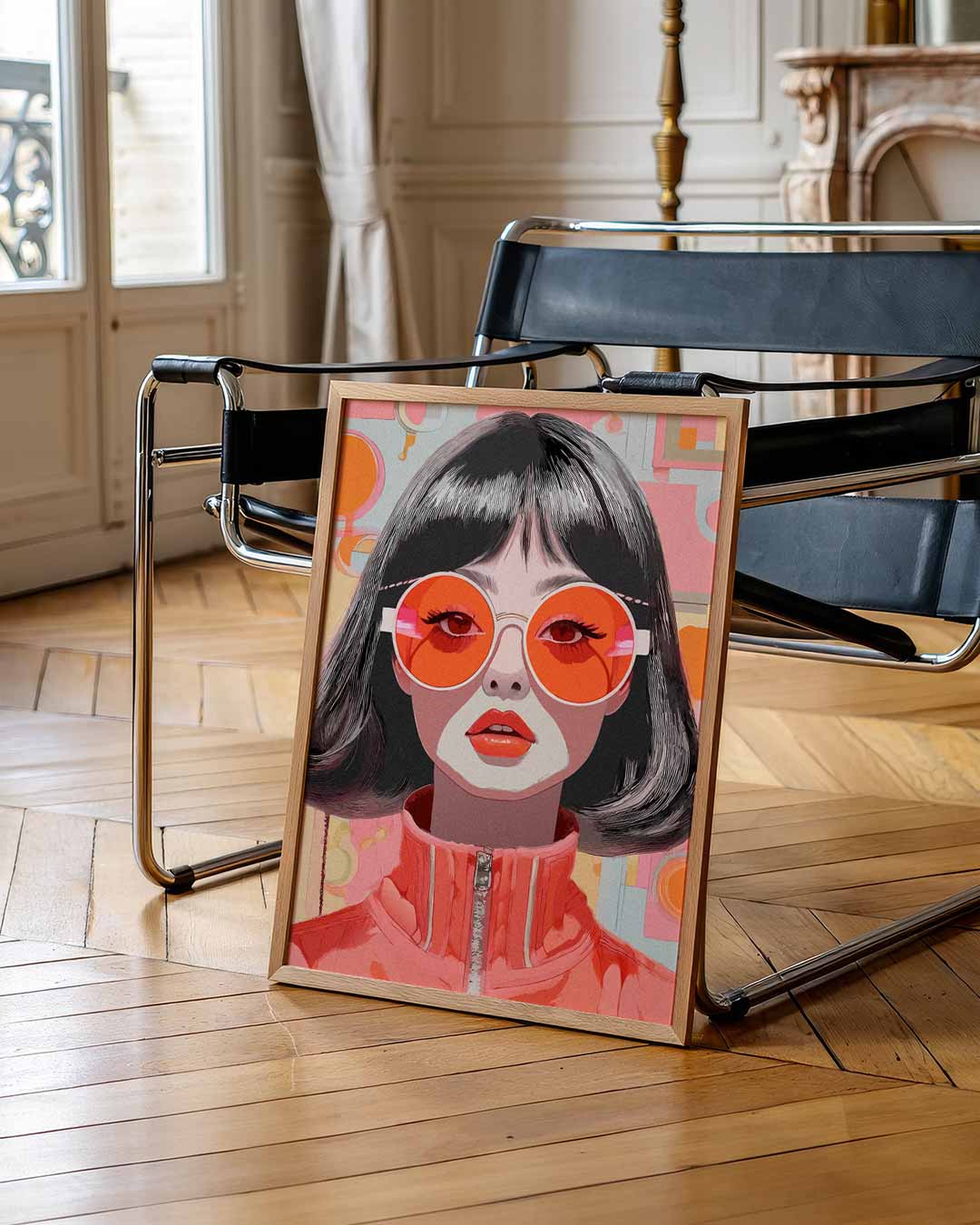 Retro Vrouw met Zonnebril Poster-WallArtistic