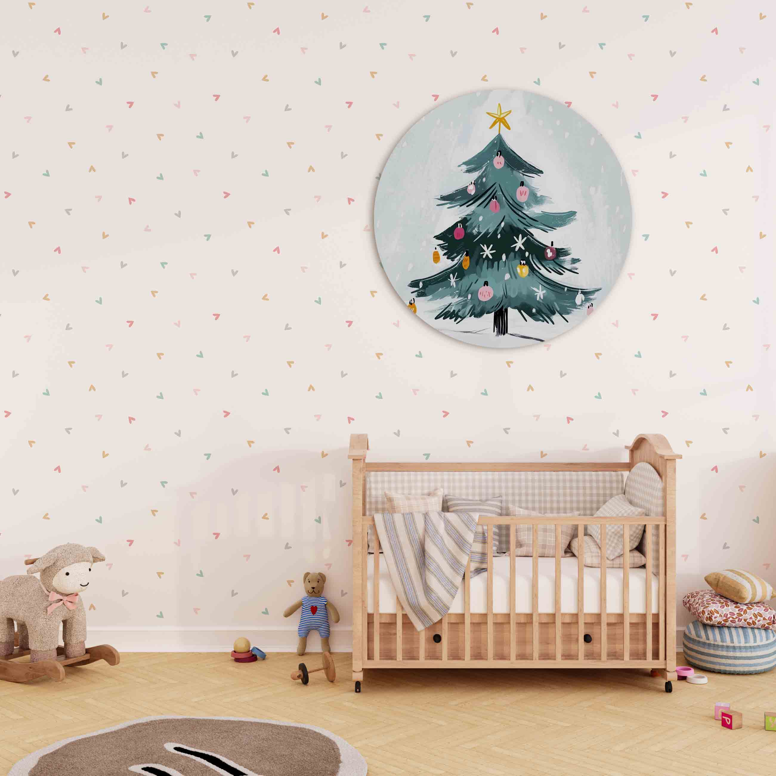Kerstboom met versiering Muurcirkel