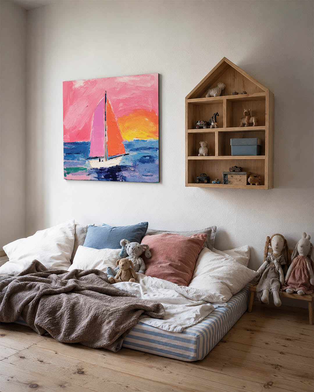 Vrolijk zeilboottafereel Kunstwerk