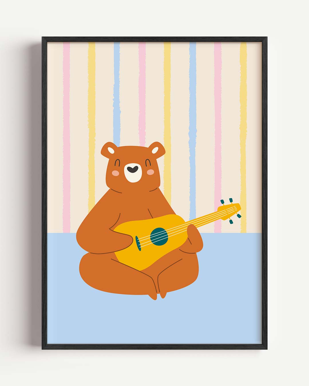 Vrolijke Beer Met Gitaar Poster-WallArtistic