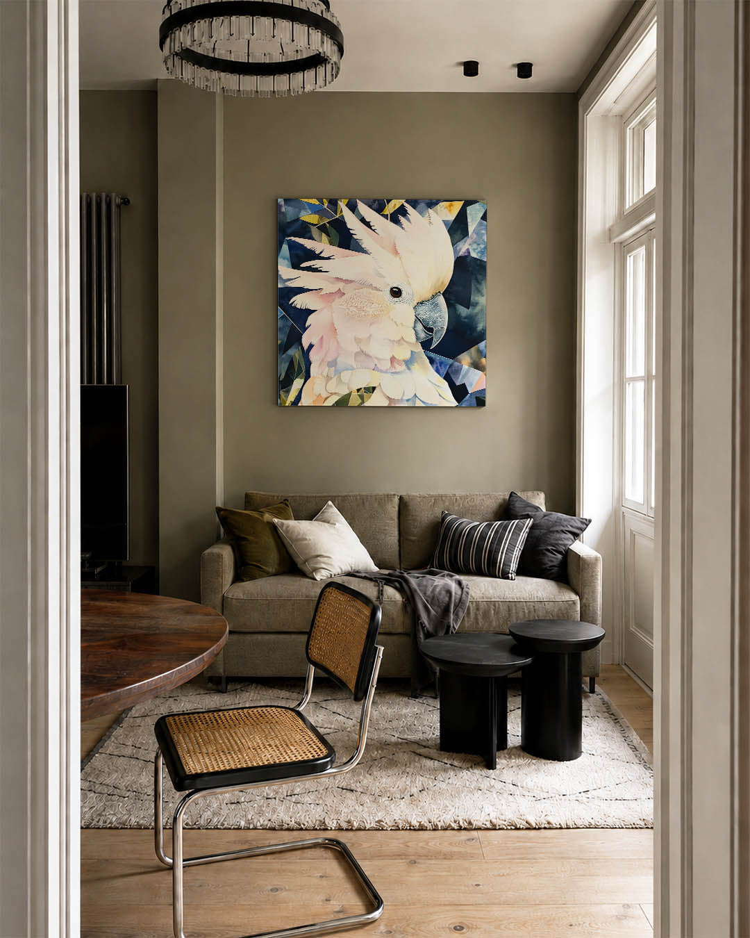 Vogelsilhouet met geometrie Kunstwerk