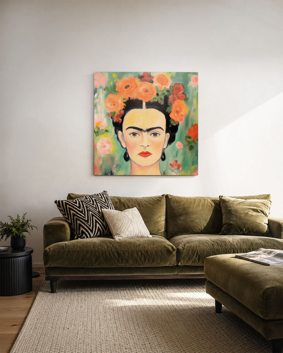 Bloemrijke portret Kunstwerk