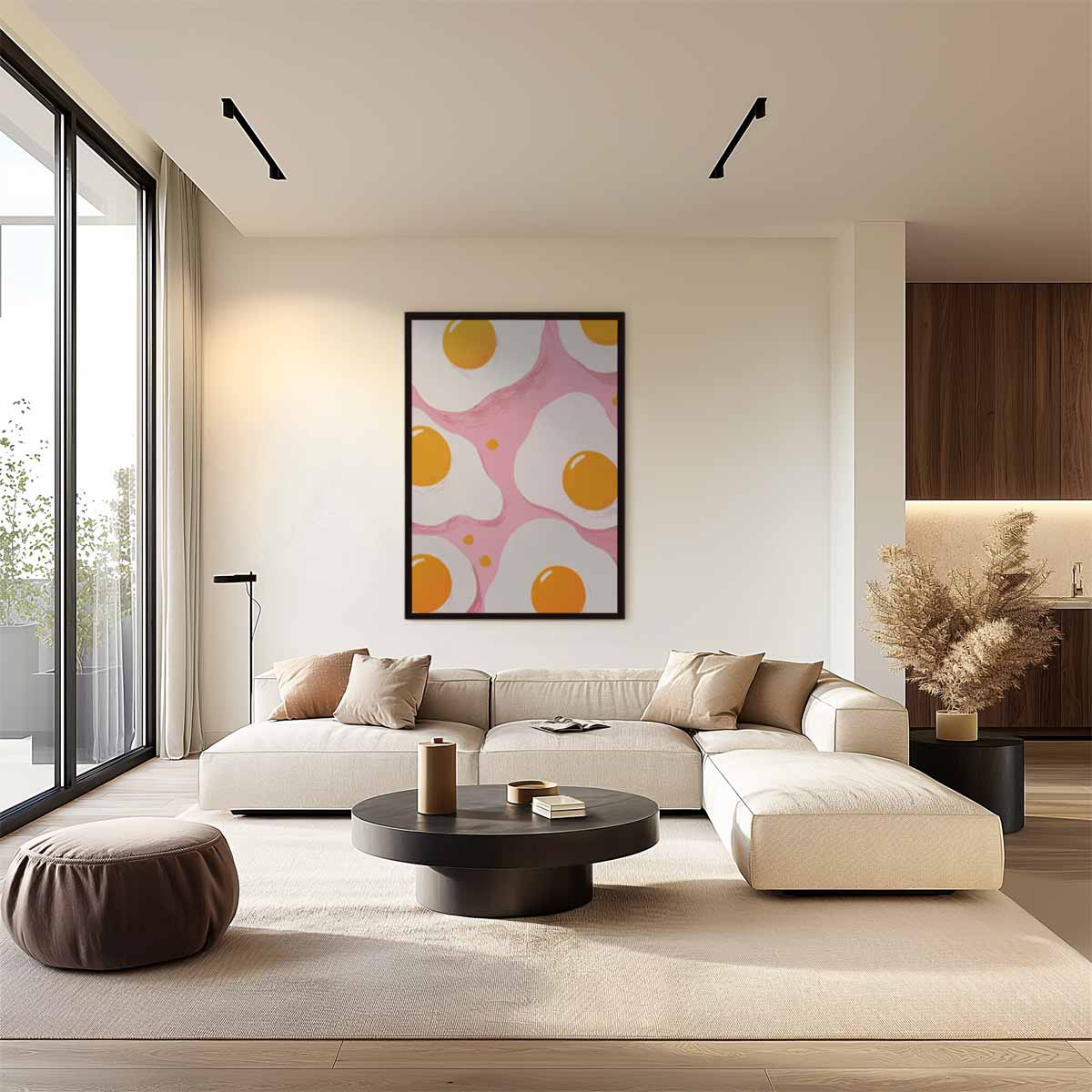 Vrolijke Spiegelei Illustratie Kunstwerk-canvas-dibond-plexiglas-wanddecoratie-WallArtistic