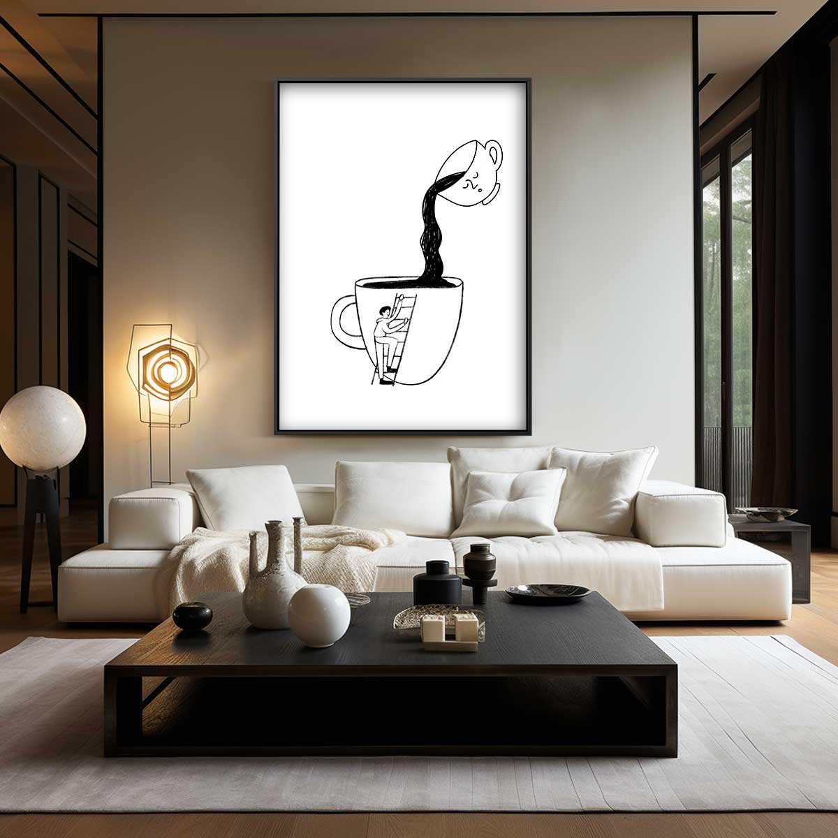 Avontuur in Koffiedromen Kunstwerk-canvas-dibond-plexiglas-wanddecoratie-WallArtistic