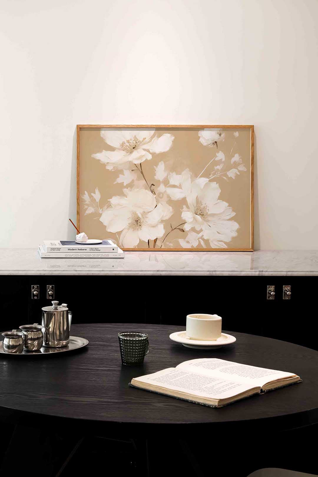 Witte bloemen Poster