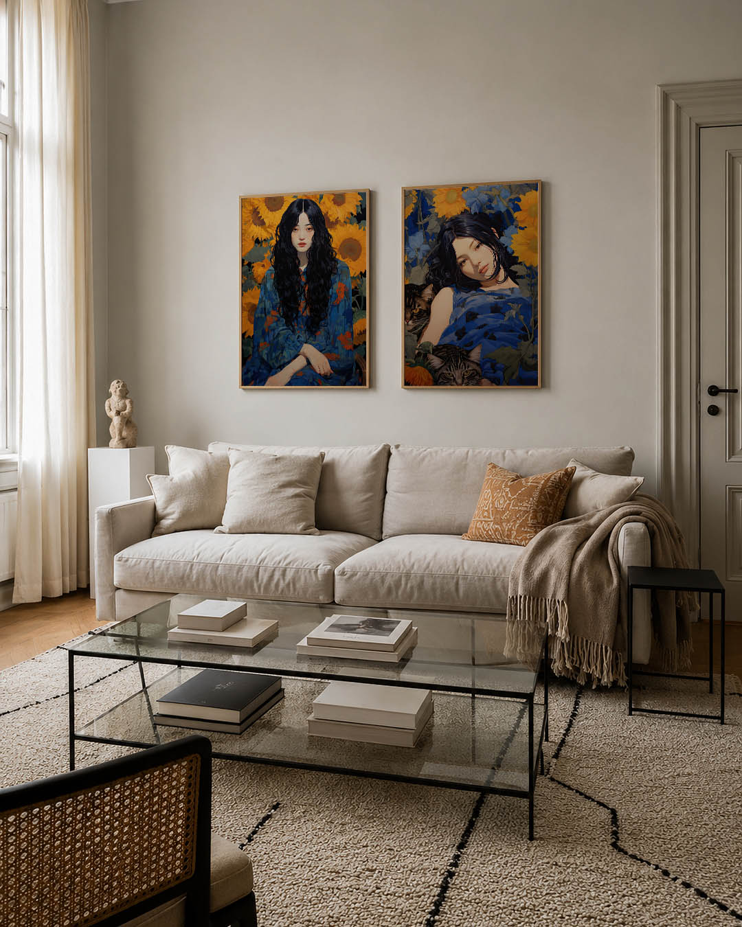 Bloemen en portret Posterset
