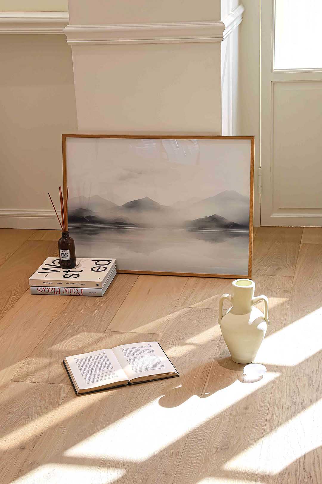 Berglandschap met mist Poster