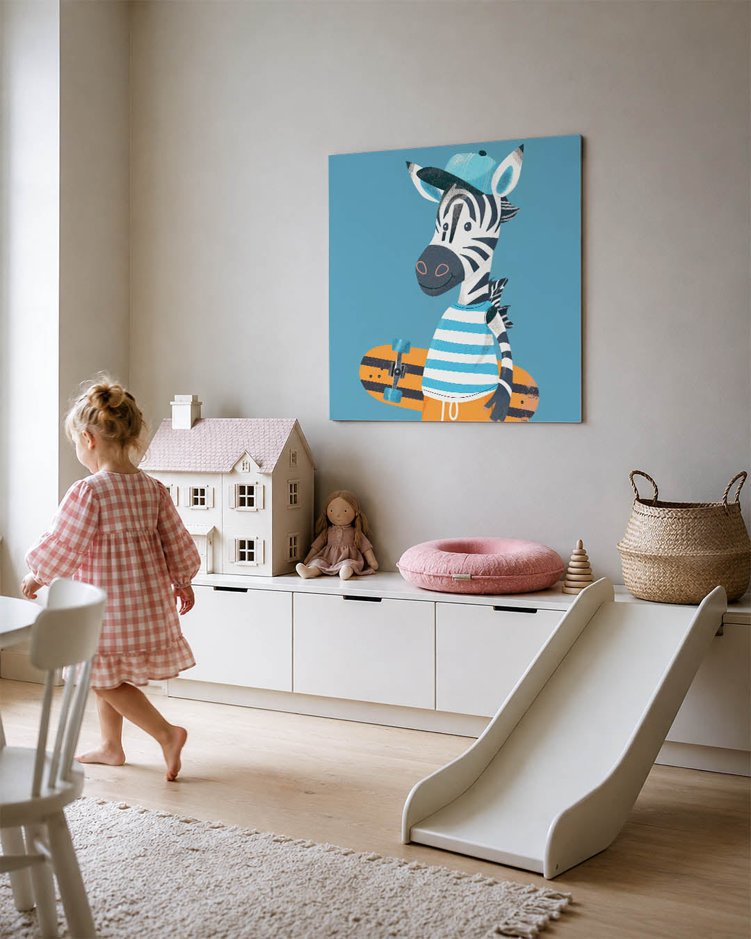 Speelse zebra illustratie Kunstwerk