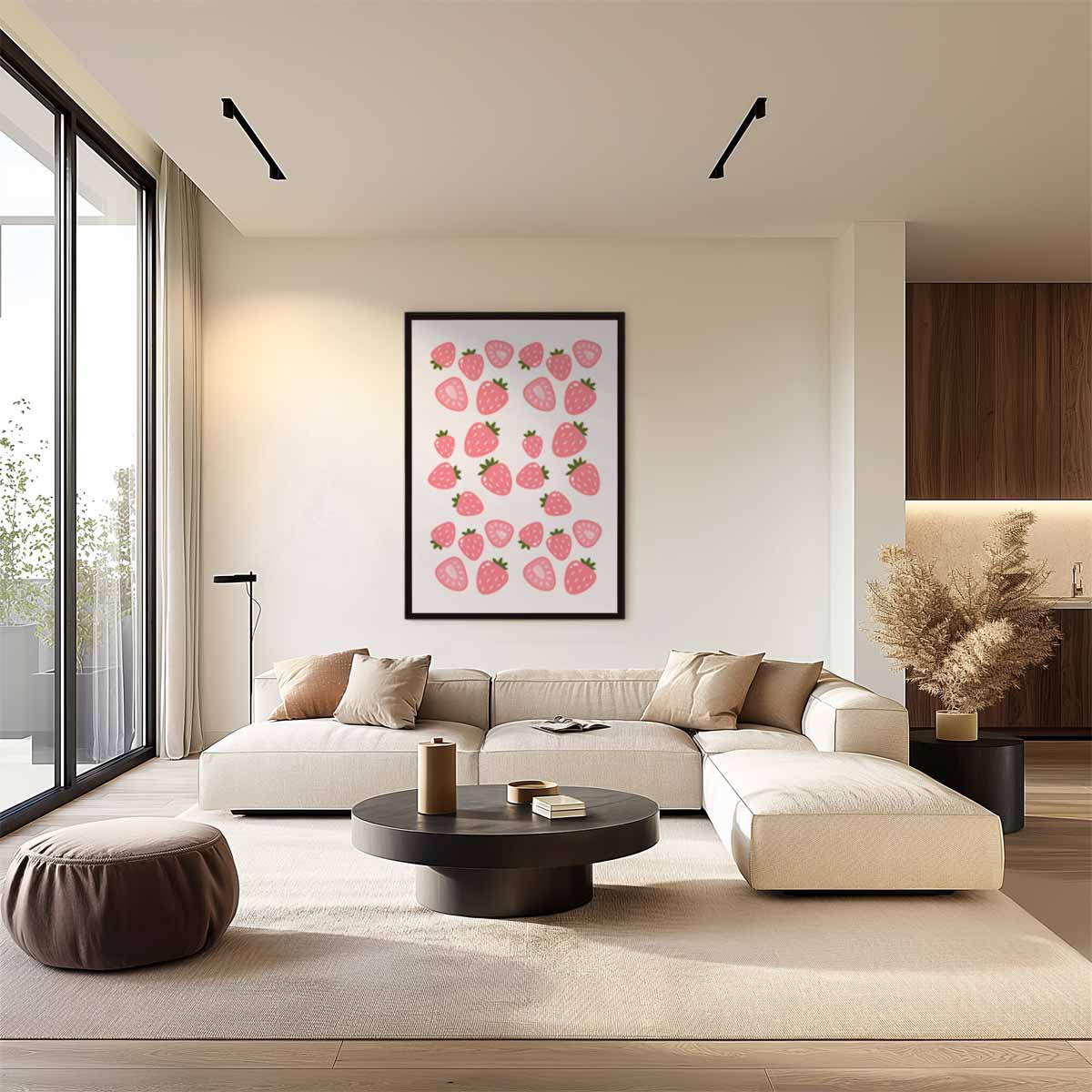 Zoete Aardbeien Herhalingspatroon Kunstwerk-canvas-dibond-plexiglas-wanddecoratie-WallArtistic