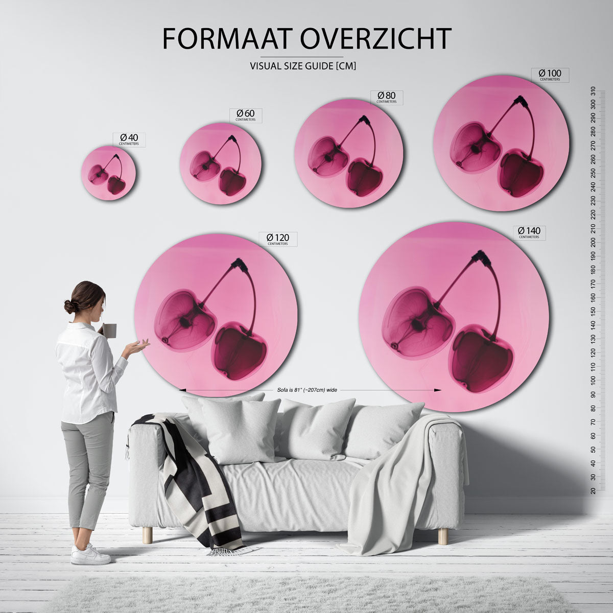 Kersen in roze Muurcirkel