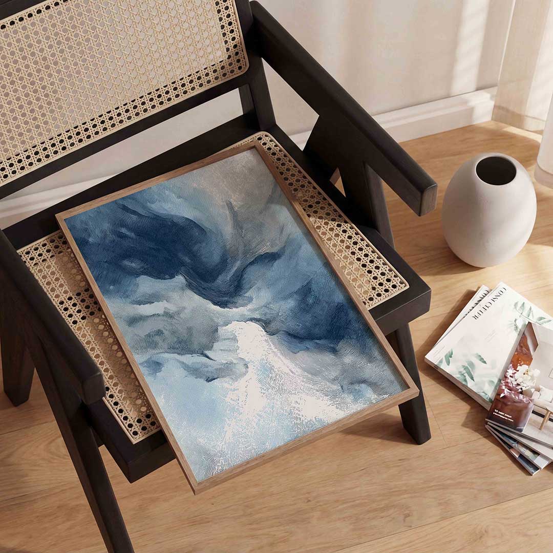 Abstracte blauwe vormen Poster