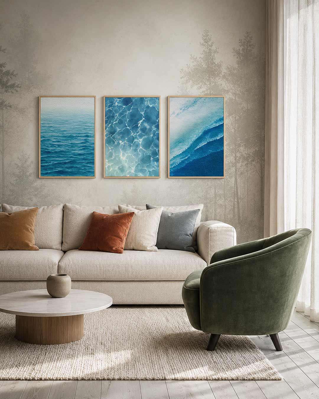 Golvend blauw ritme Posterset