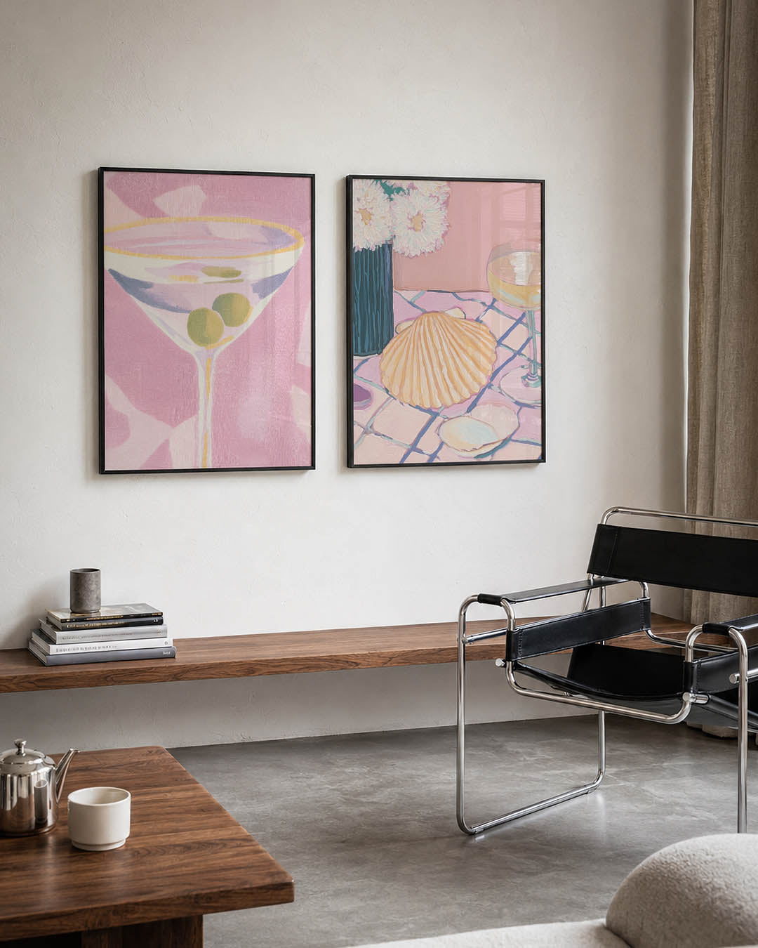 Roze cocktailglas Posterset