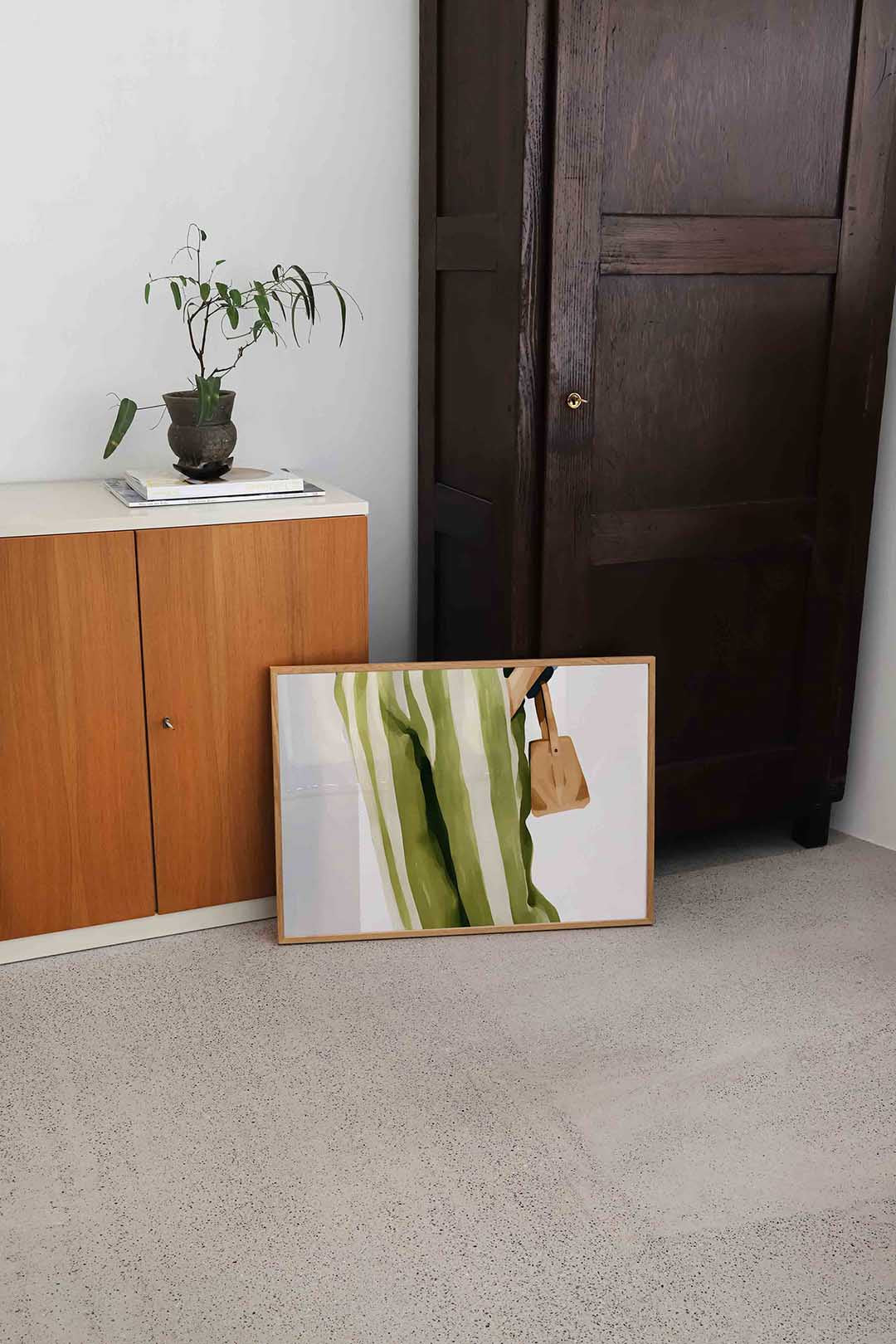 Gestreepte broek en tas Poster