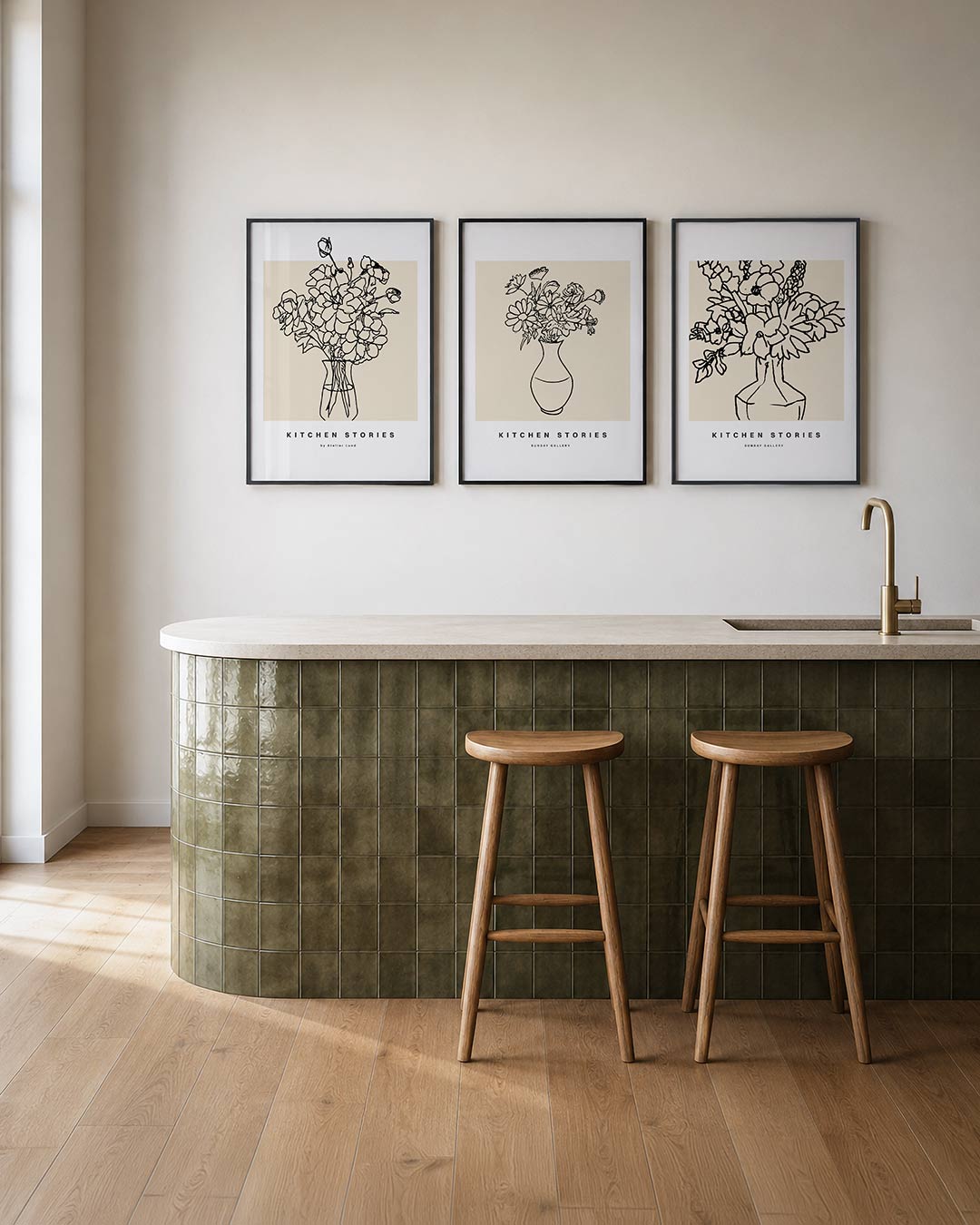 Lijnenspel bloemen Posterset