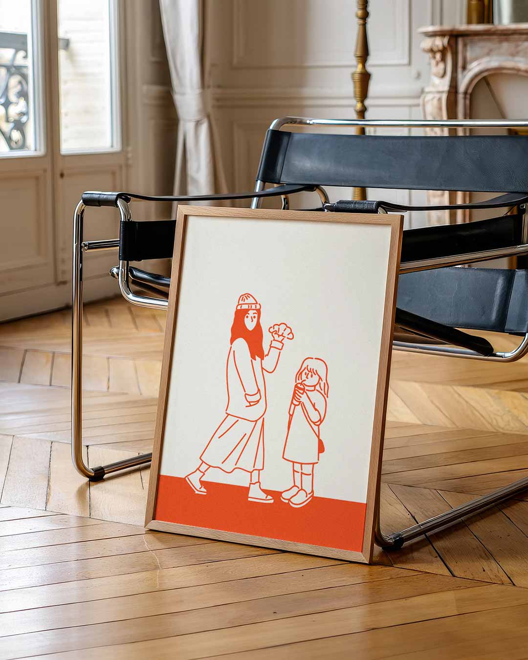 Vrolijke Wandeling Illustratie Poster-WallArtistic