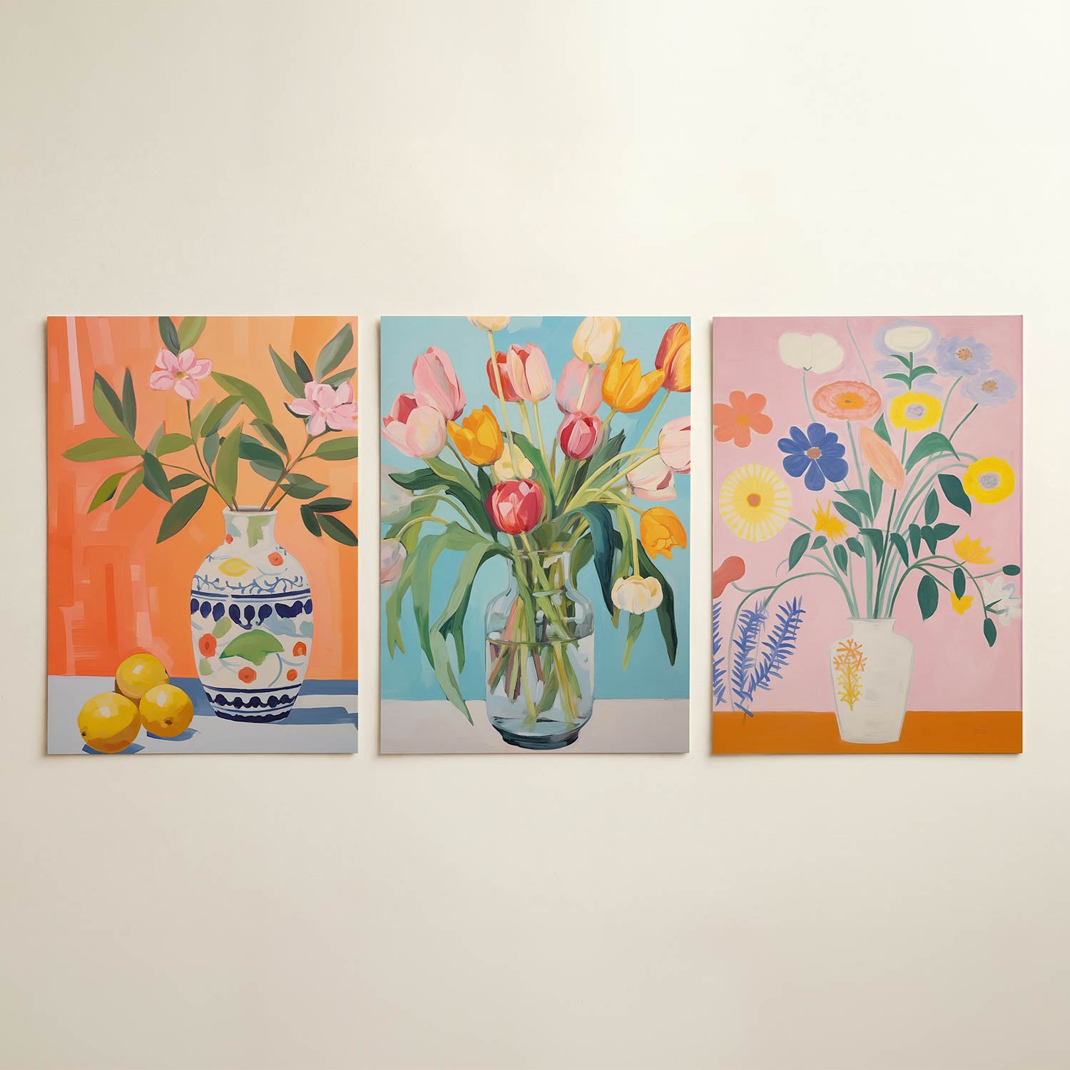 Bloemen en citroenen Posterset