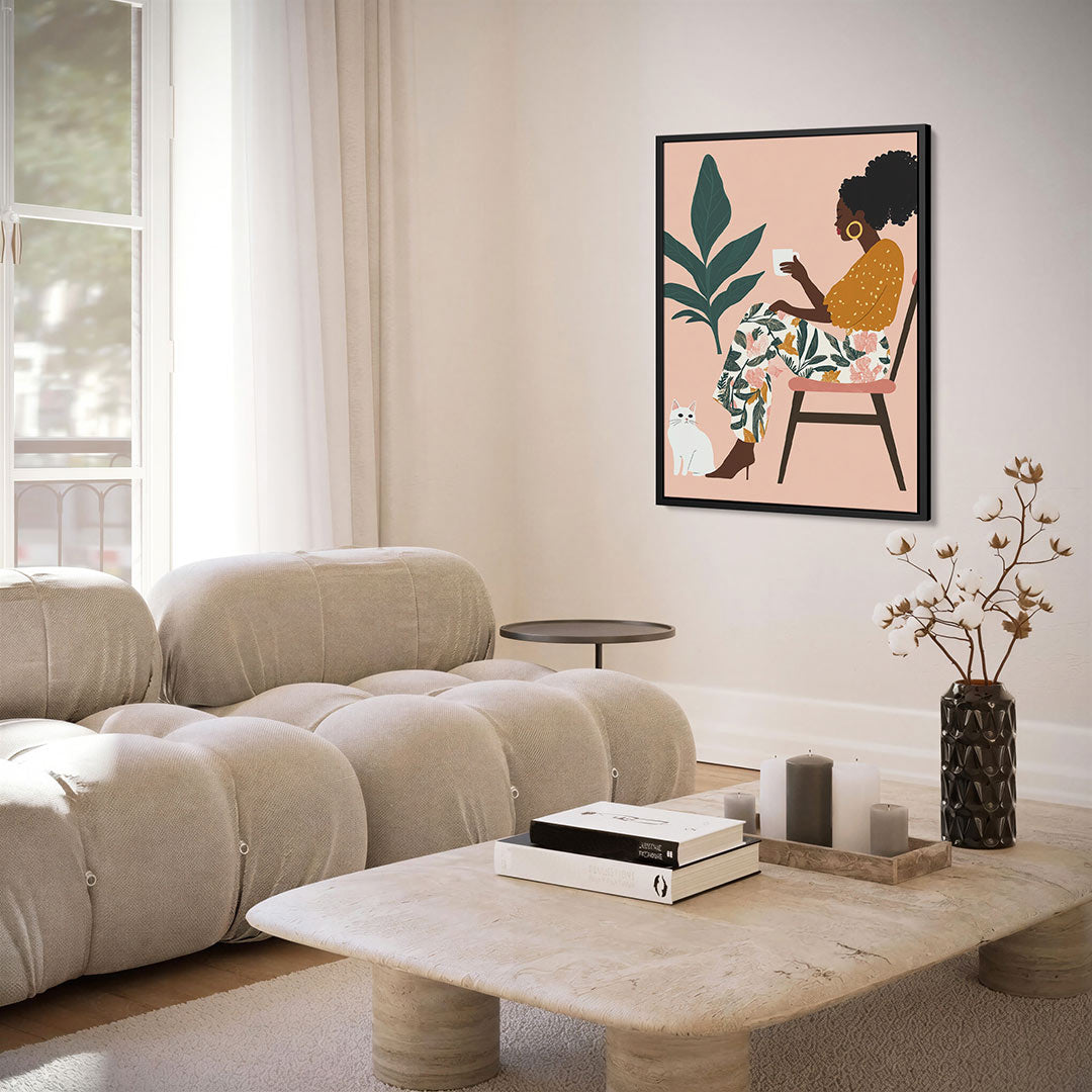 Vrouw met kat Kunstwerk
