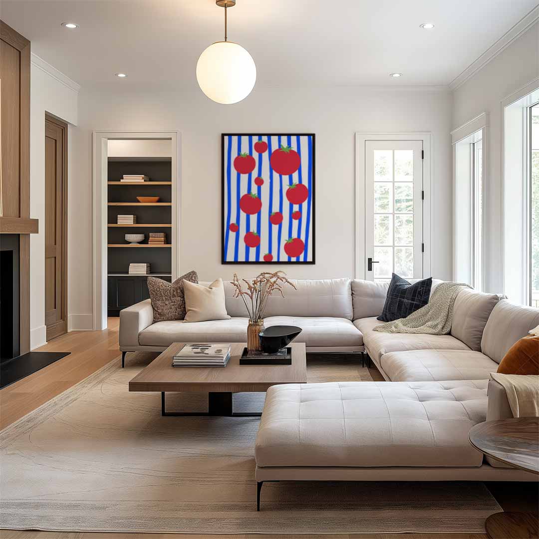 Speelse Kerstomaten Rhapsodie Kunstwerk-canvas-dibond-plexiglas-wanddecoratie-WallArtistic