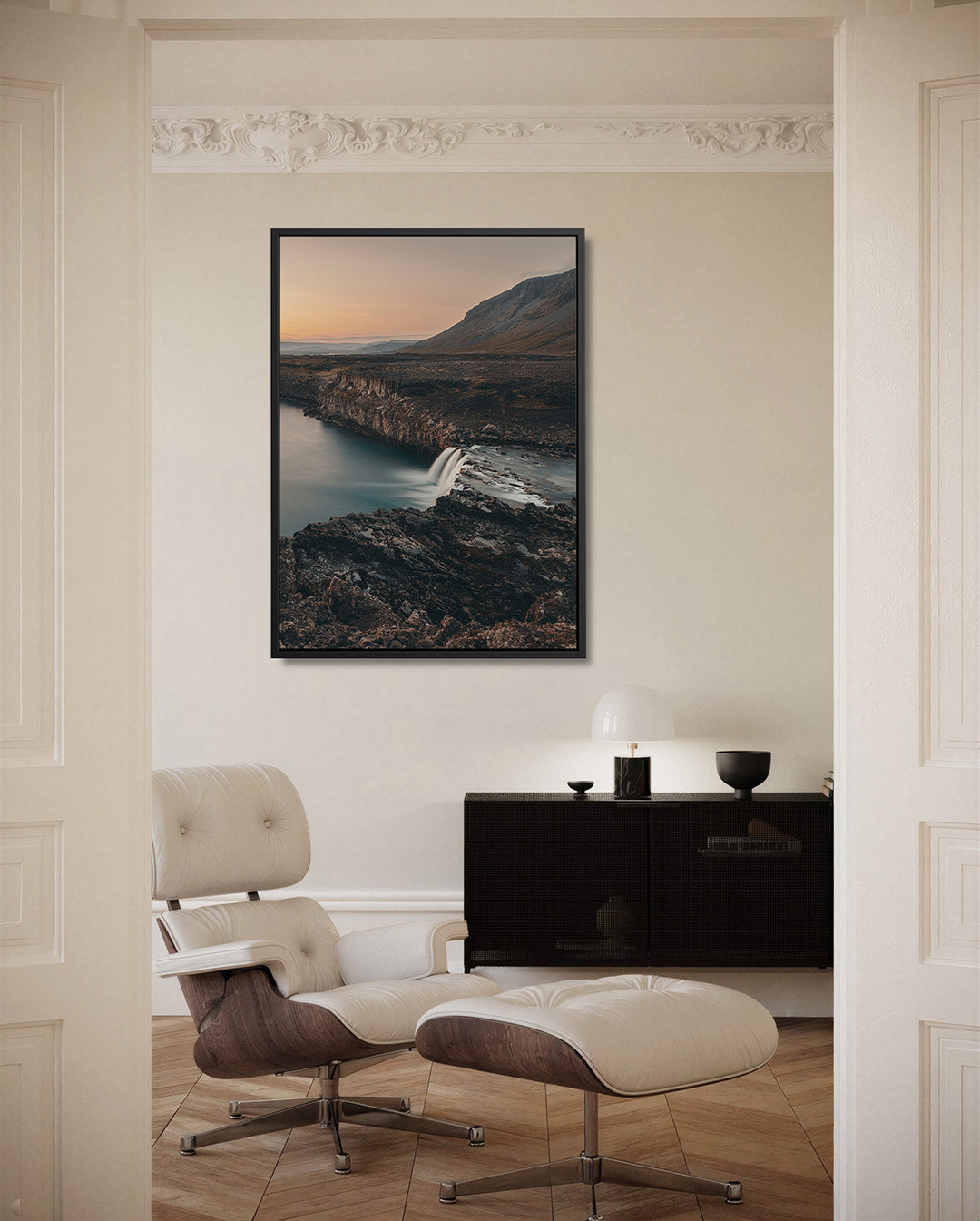 Rustige waterval landschap Kunstwerk