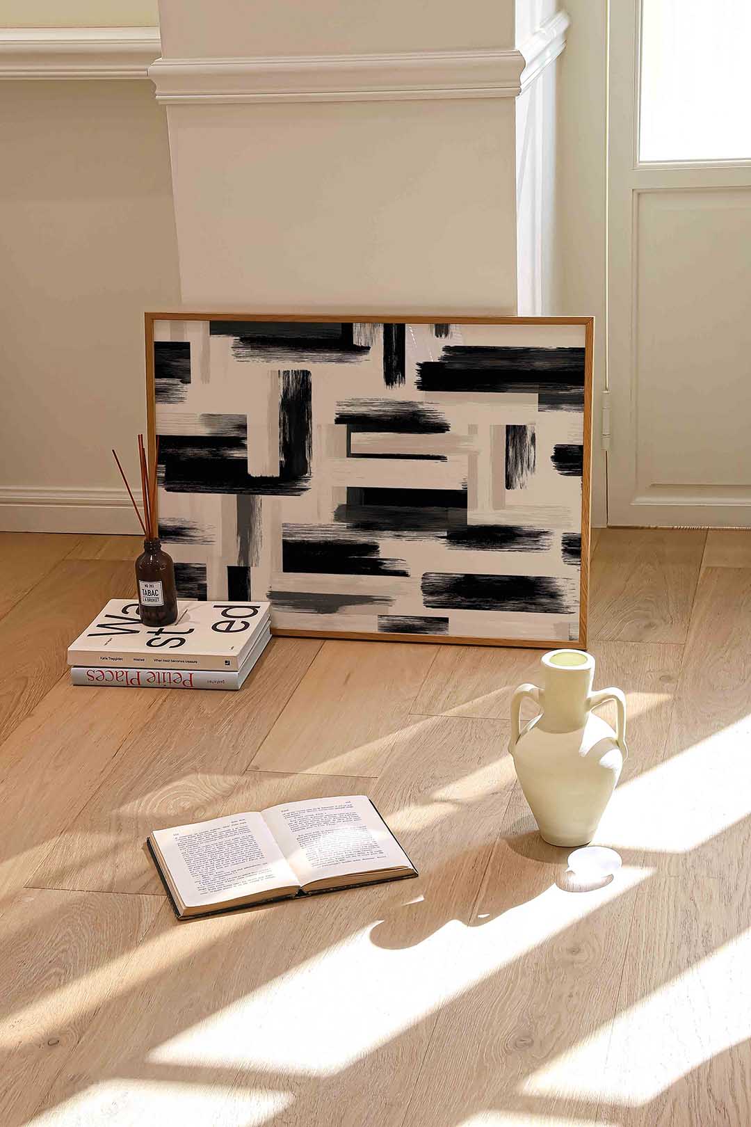 Abstracte penseelstreken Poster