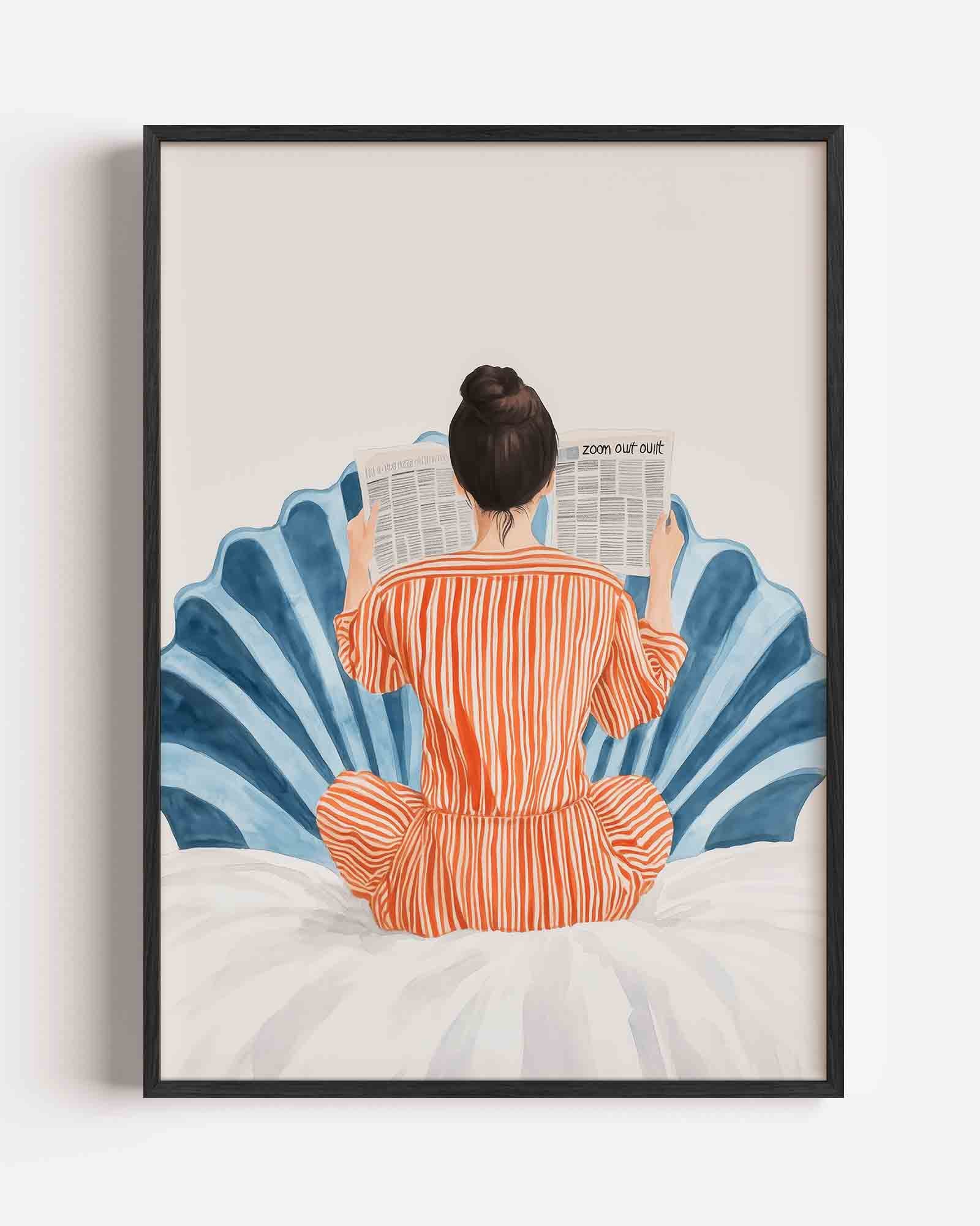 Vrouw met krant Poster
