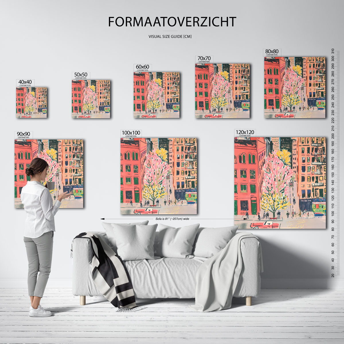 Stadsgezicht met bomen Poster