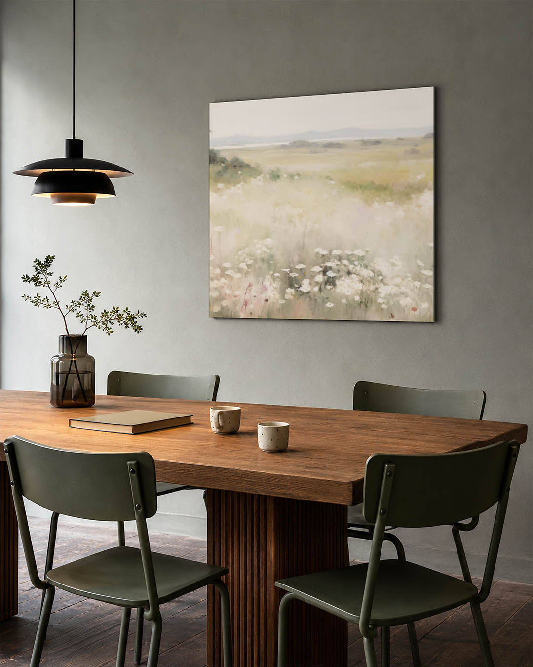 Landschap met bloemen Kunstwerk