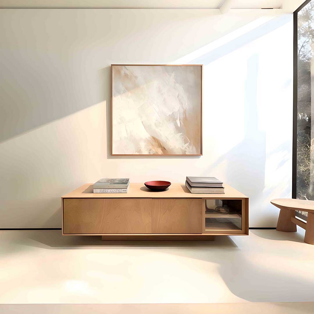 Abstracte beige en witte Poster