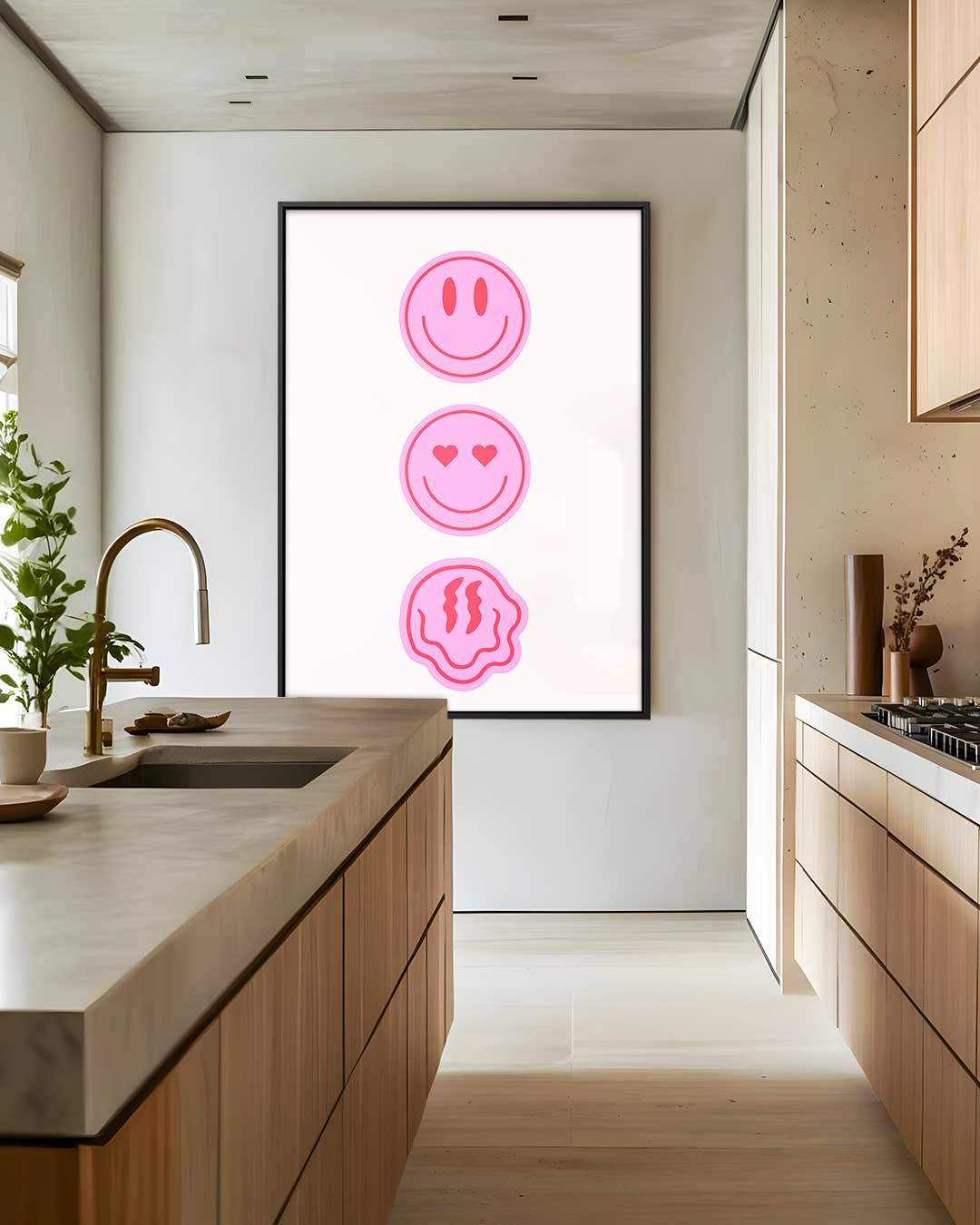 Drie Expressieve Glimlachjes Kunstwerk-canvas-dibond-plexiglas-wanddecoratie-WallArtistic