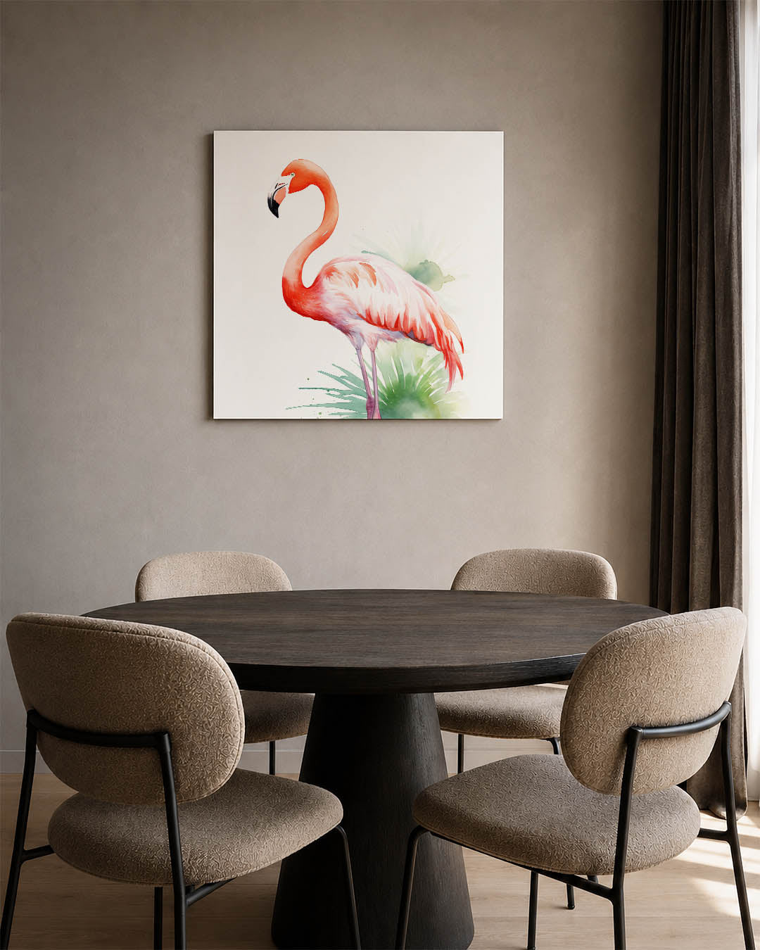Flamingo in waterverf Kunstwerk