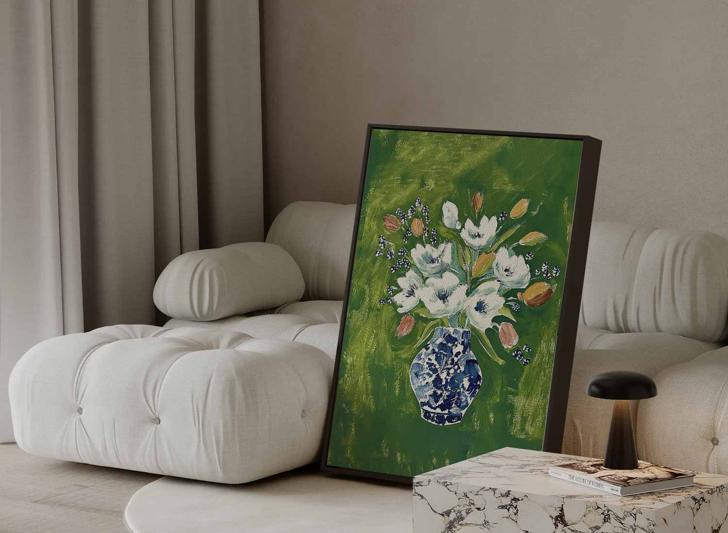 Bloemenpracht in Blauwe Vaas Kunstwerk-canvas-dibond-plexiglas-wanddecoratie-WallArtistic