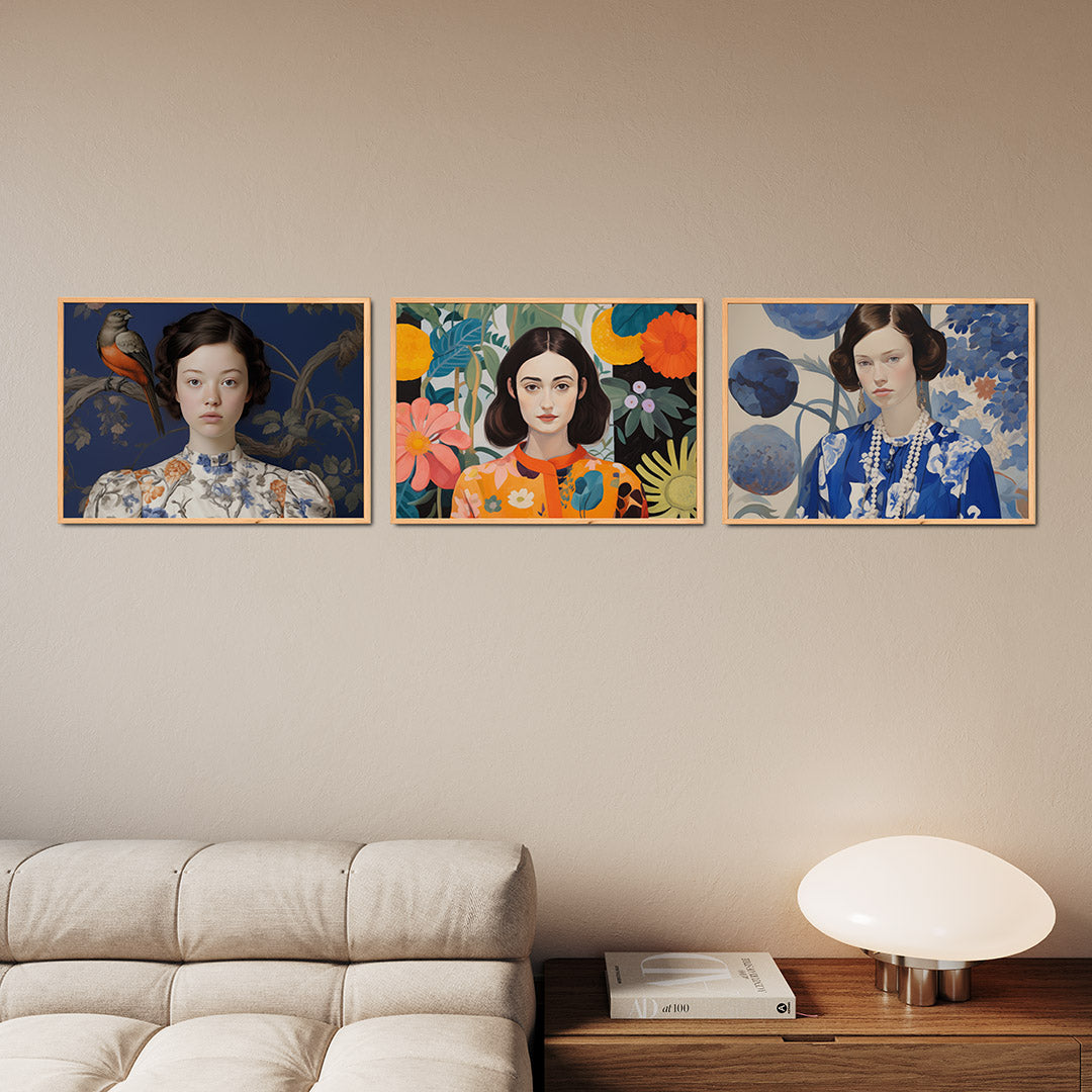 Vogel en bloemen Posterset