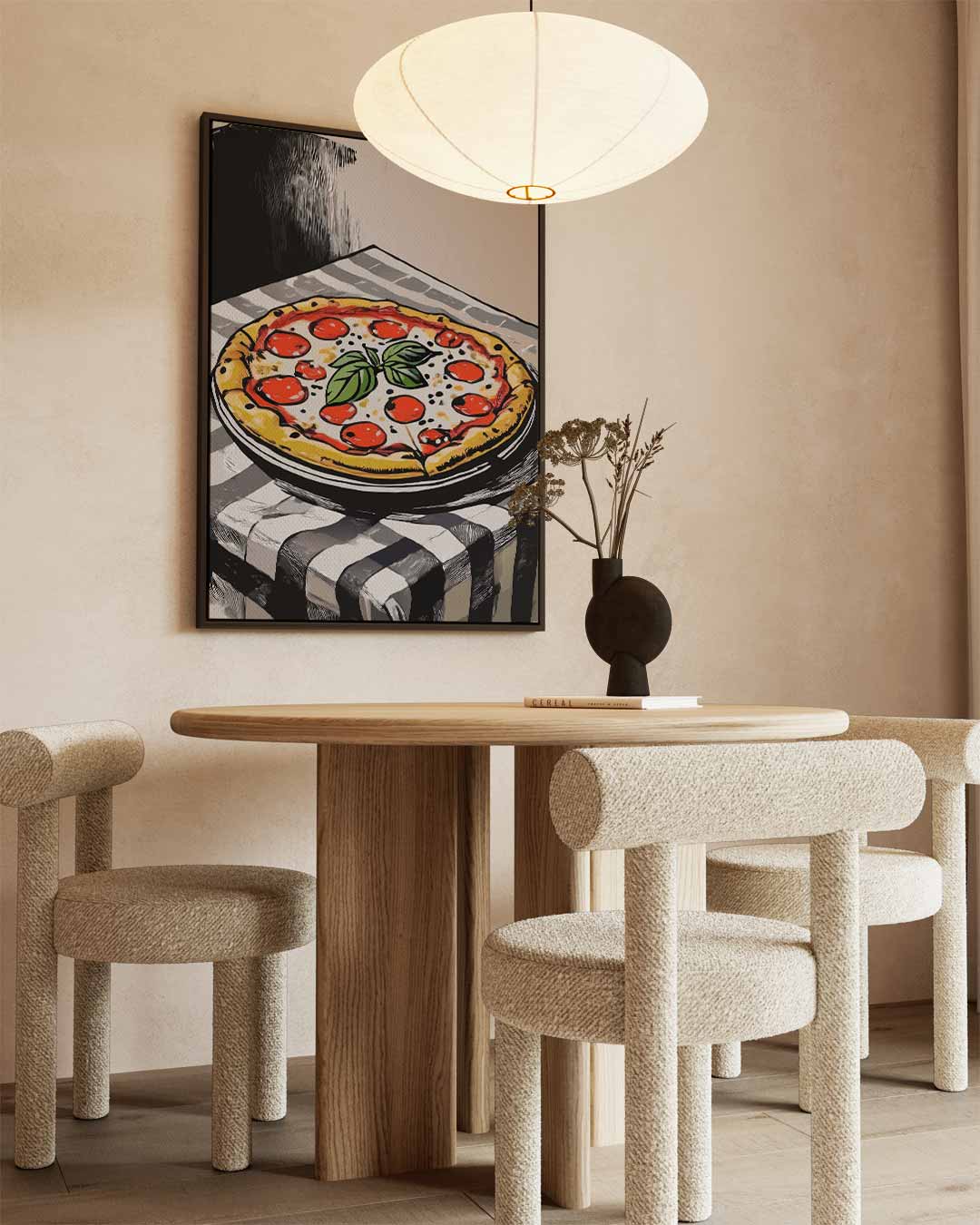 Pizza op Tafel Schilderij Kunstwerk-canvas-dibond-plexiglas-wanddecoratie-WallArtistic