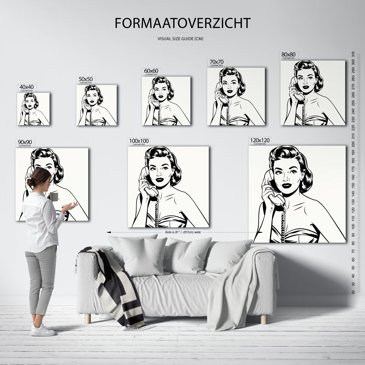 Vrouw met telefoon Poster