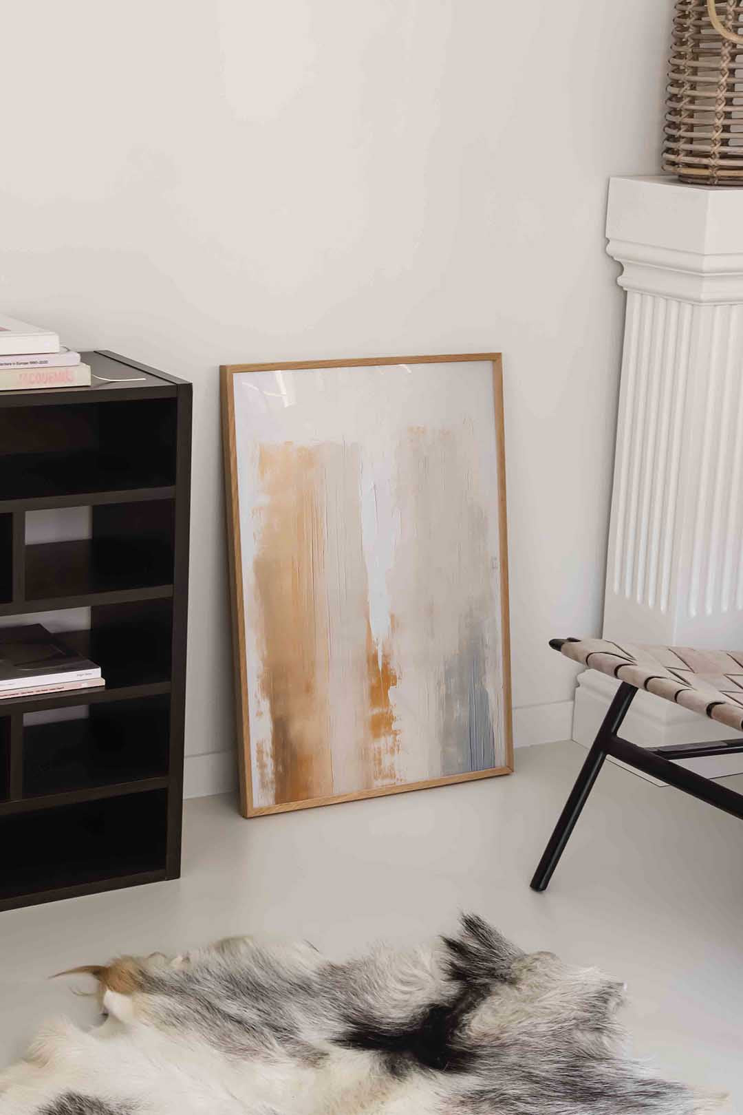 Abstracte beige en grijze Poster