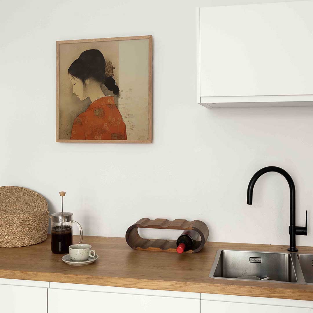 Vrouw in rode kimono Poster