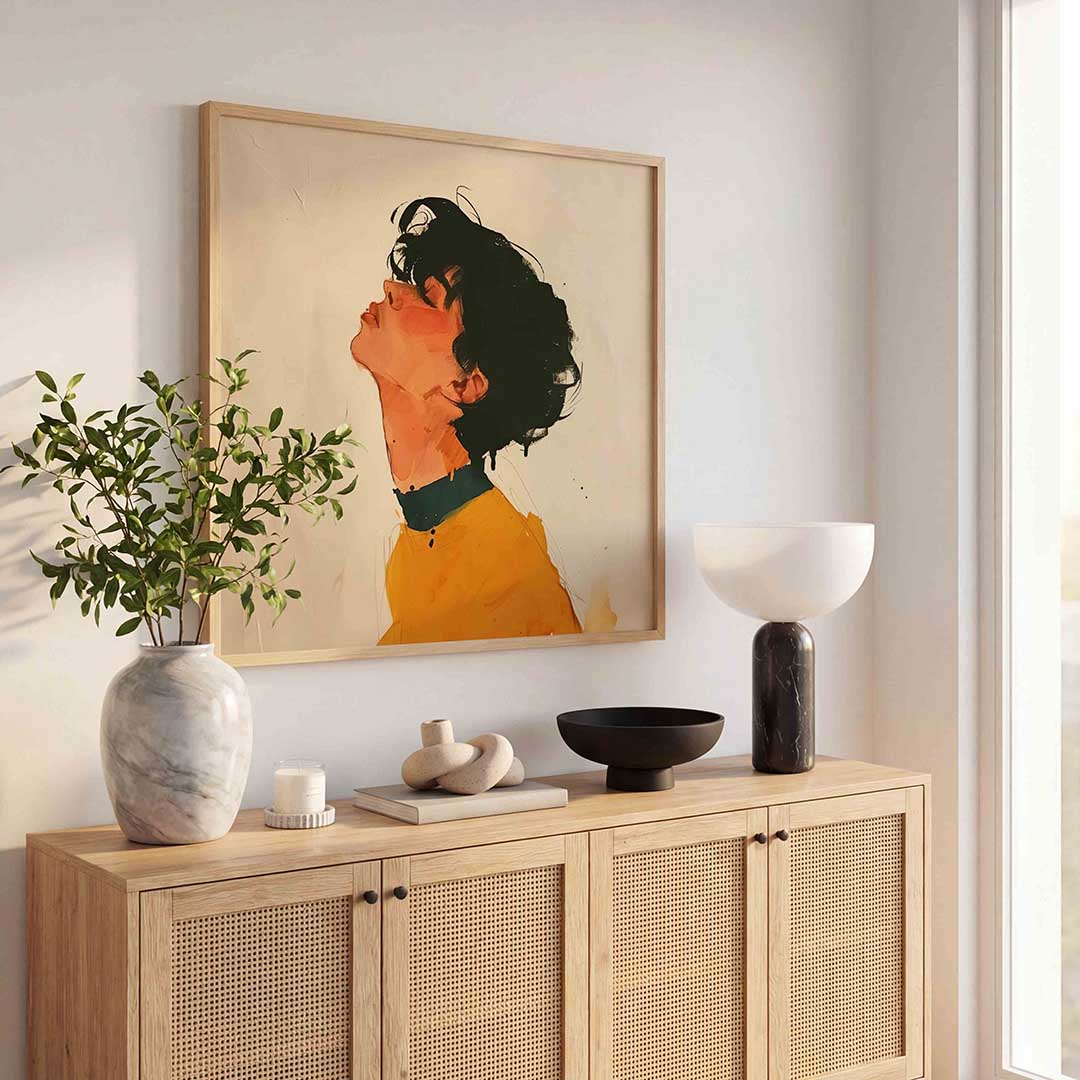 Zijwaarts kijkende persoon Poster
