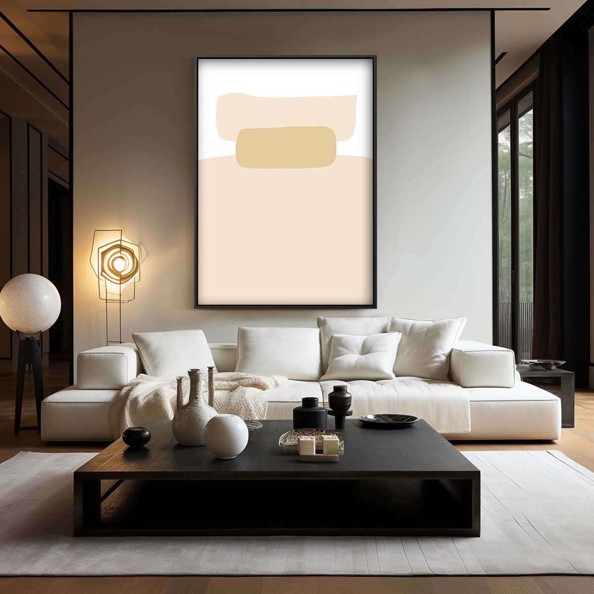 Zacht Neutraal Abstract Kunstwerk-canvas-dibond-plexiglas-wanddecoratie-WallArtistic