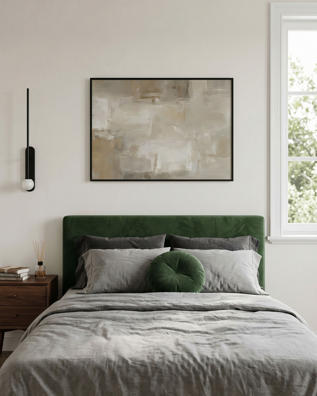Abstracte beige en grijze Poster