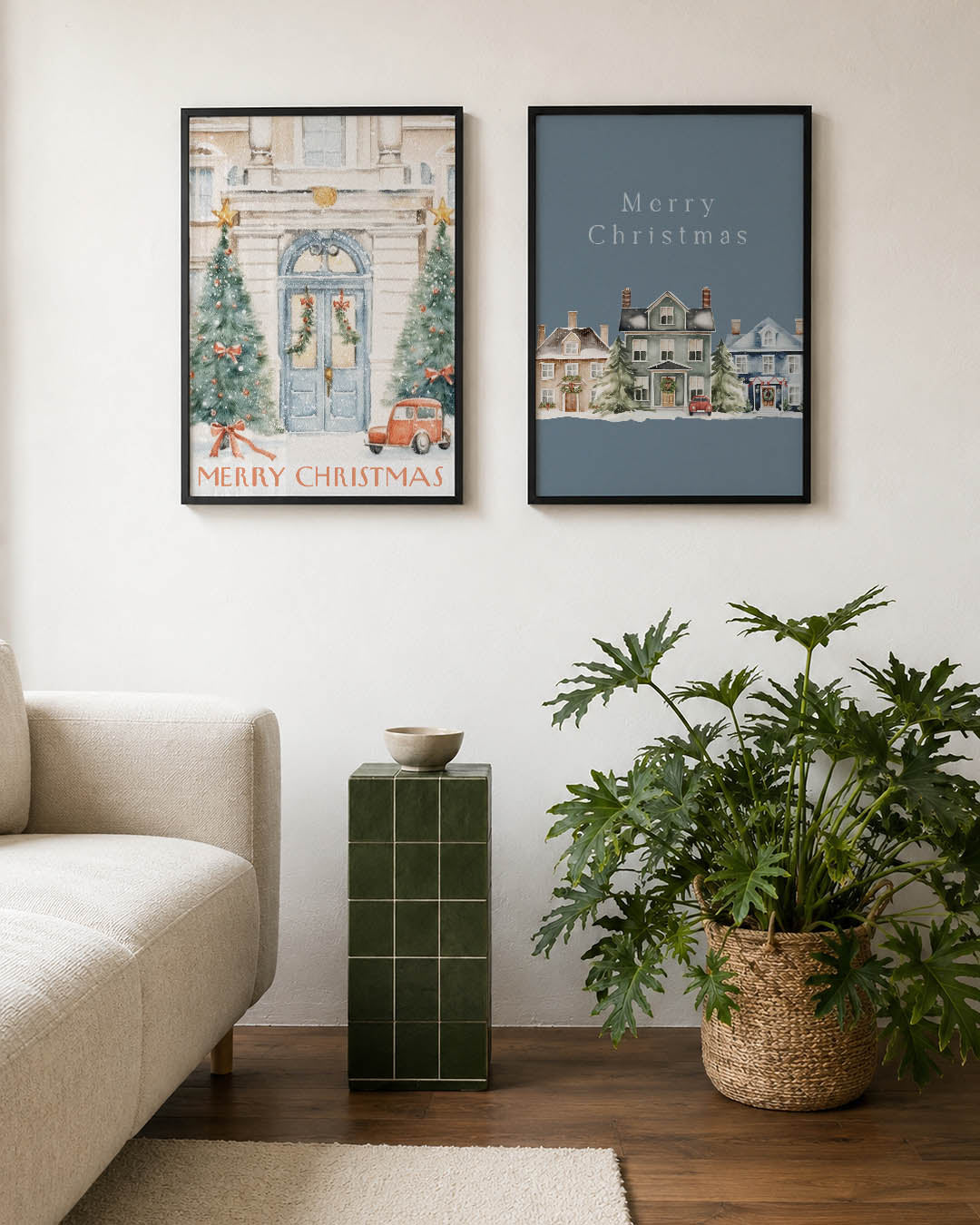 Winterse kerstscène Posterset