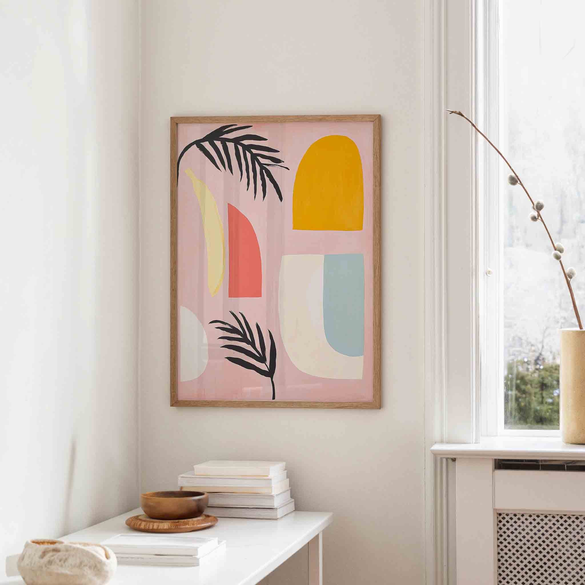 Abstracte vormen en bladeren Poster