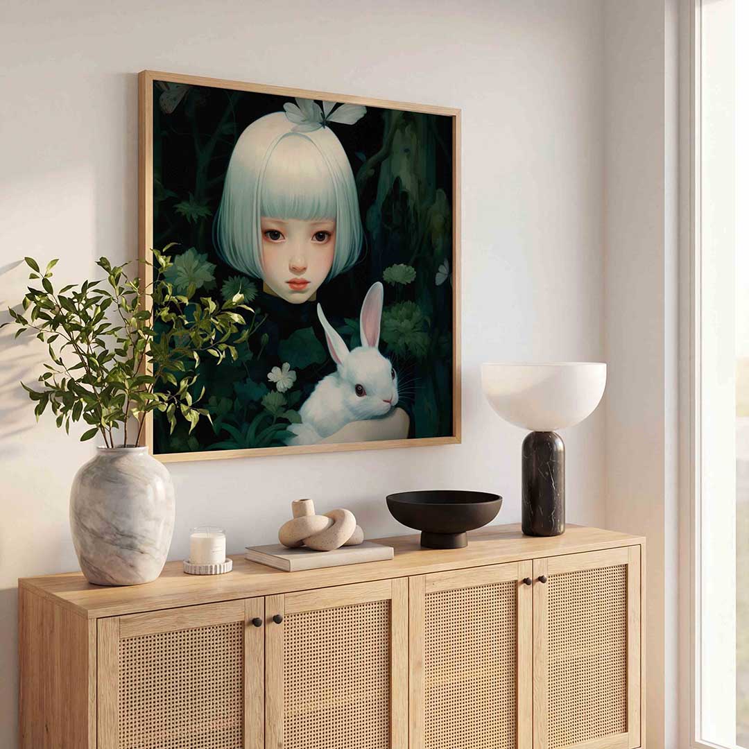 Meisje met konijn Poster