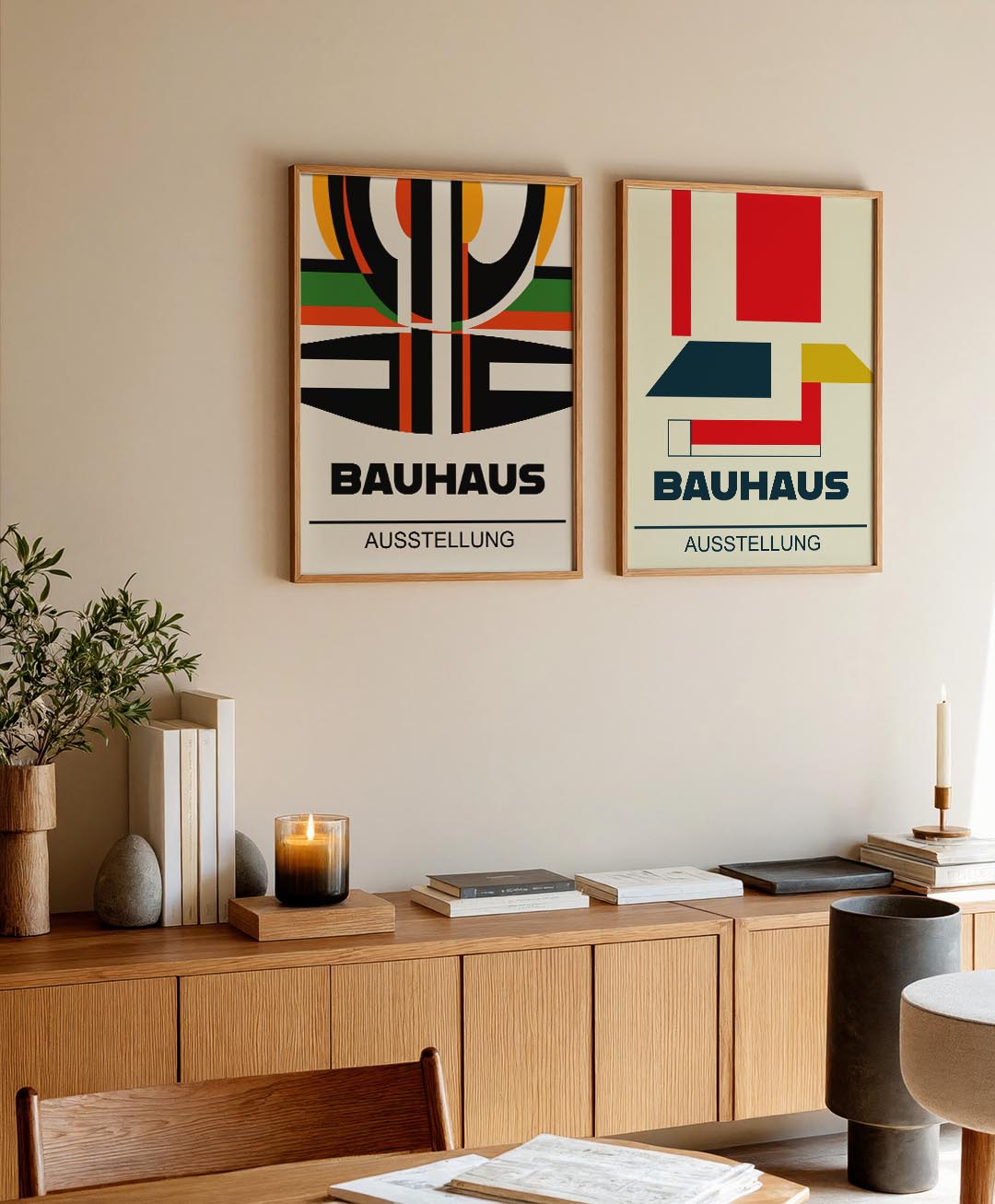 Kleurrijke lijnenspel Posterset