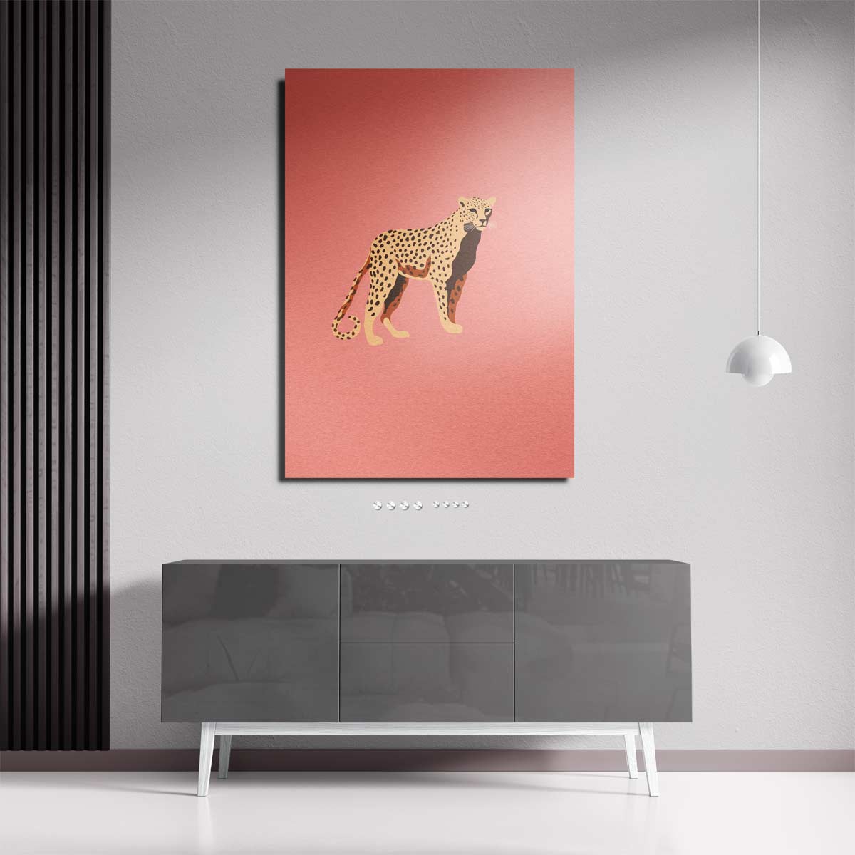 Kleurrijke Luipaard Illustratie Kunstwerk-canvas-dibond-plexiglas-wanddecoratie-WallArtistic