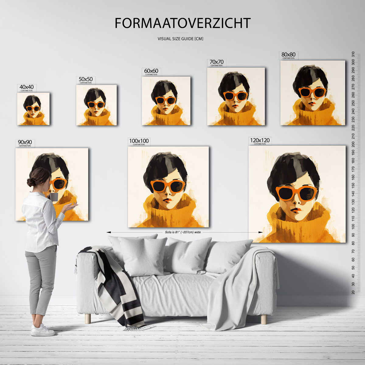 Vrouw met oranje zonnebril Poster