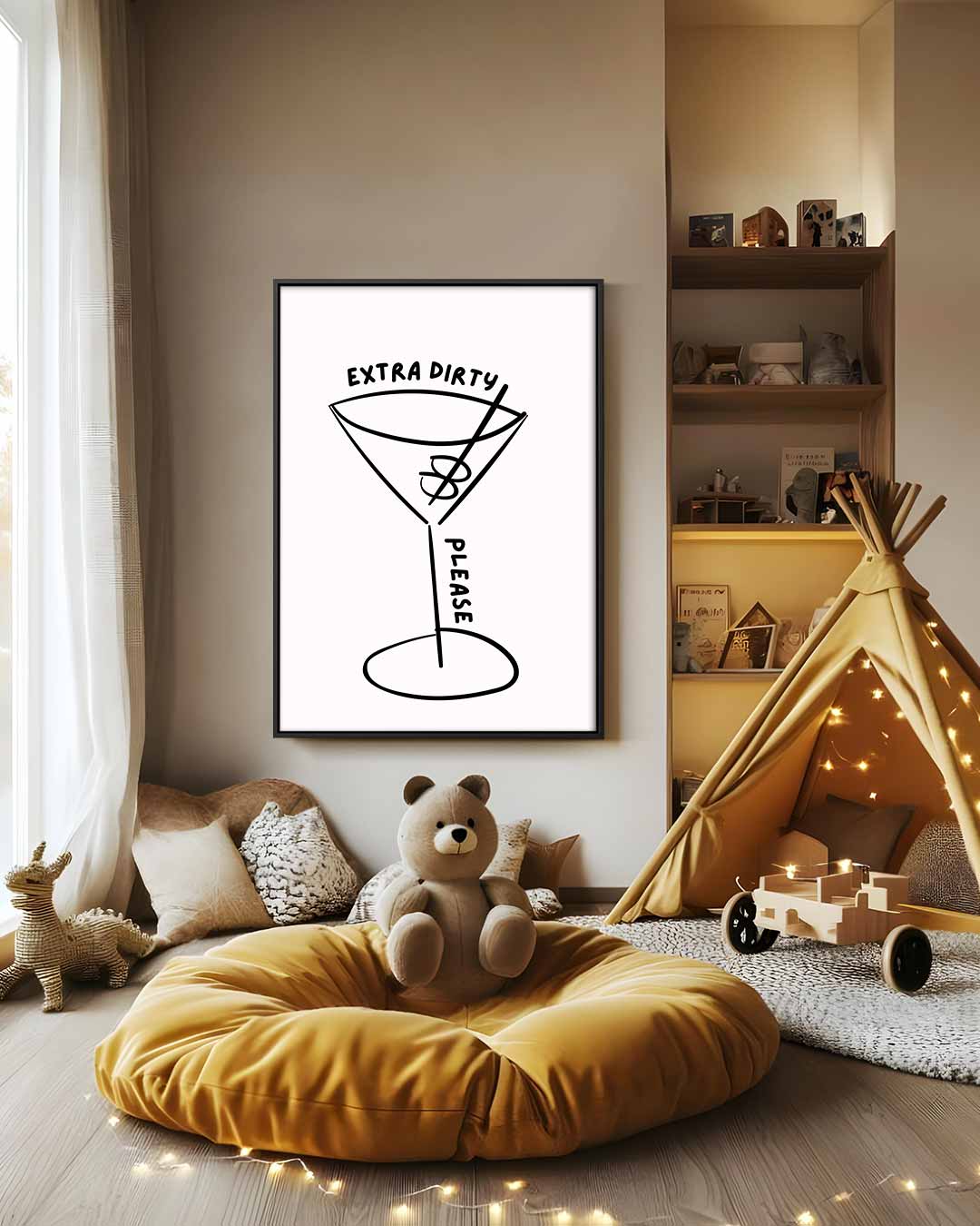 Extra Dirty Cocktail Illustratie Kunstwerk-canvas-dibond-plexiglas-wanddecoratie-WallArtistic