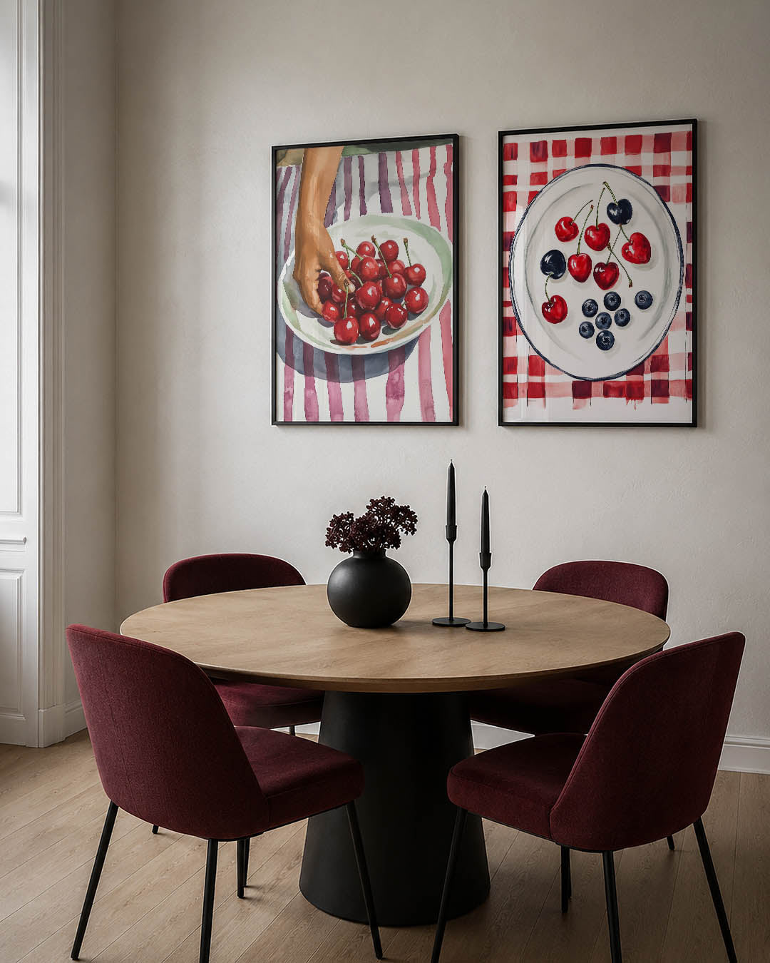 Kersen en strepen Posterset
