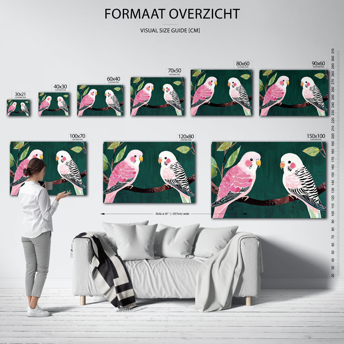 Twee parkieten op tak Poster