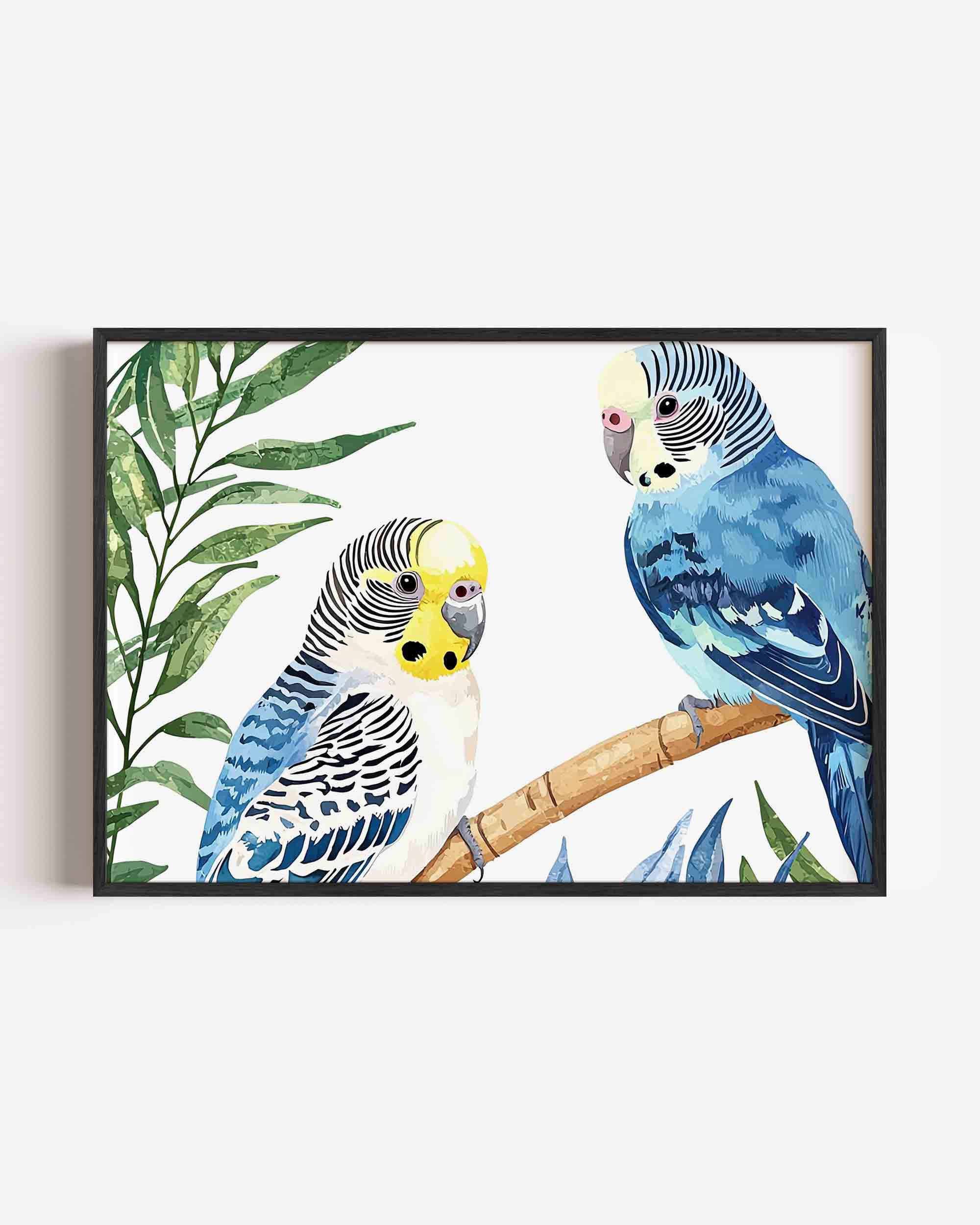 Parkieten en bladeren Poster